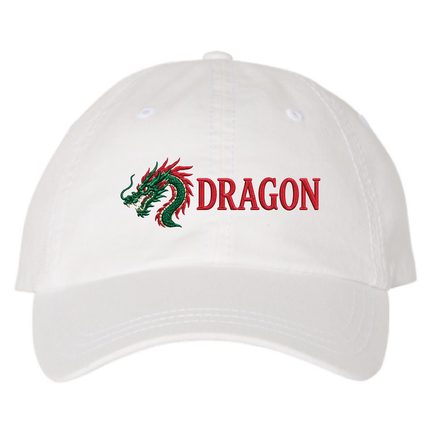 Dragon Mahjong Pigment-Dyed Hat – White
