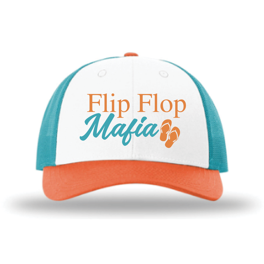 Flip Flop Mafia Richardson 115 White Hawaiian Blue Pale Orange Beach Hat