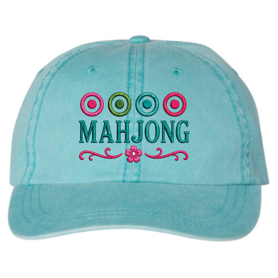 Mahjong Dots Pigment-Dyed Hat – Aqua
