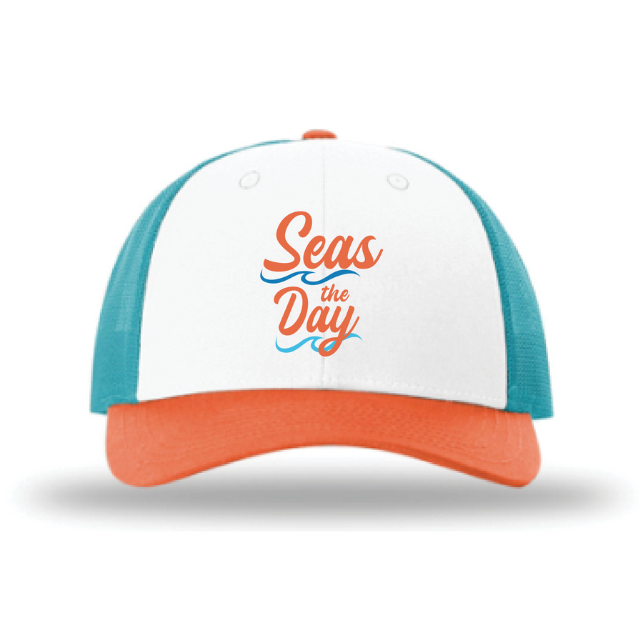 Seas the Day Richardson 115 White Hawaiian Blue Pale Orange Beach Hat